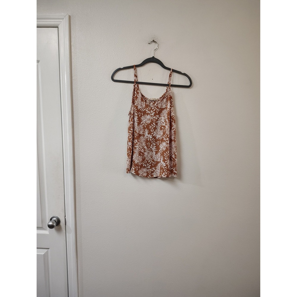 Sweet Wanderer Rust Brown White Tropical Palm Leaf Camisole Tank Top Womens M